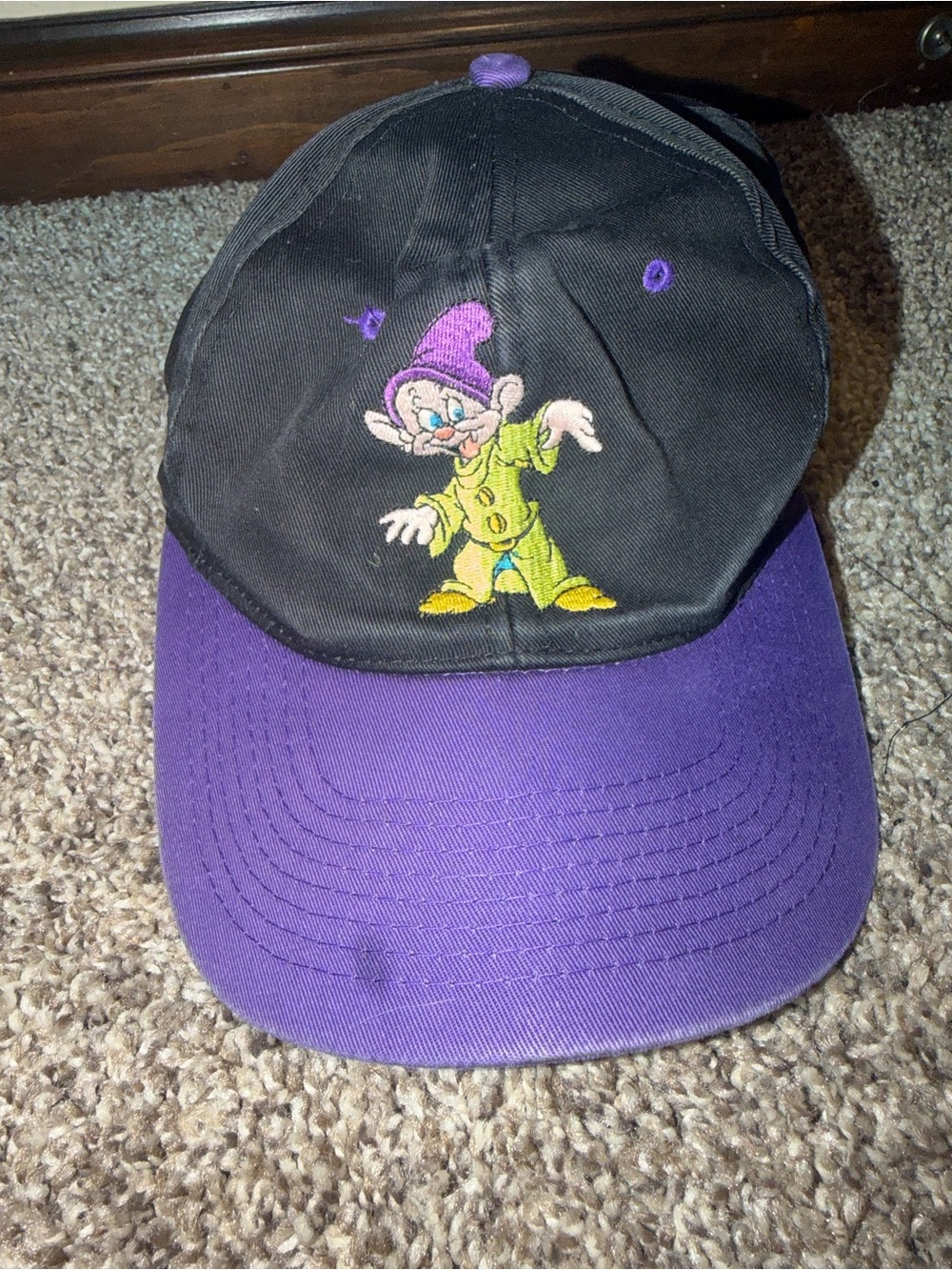 Veg 90s Disney Dopey Snapback Disney Hat Cap Black Adult Snow White Dwarfs